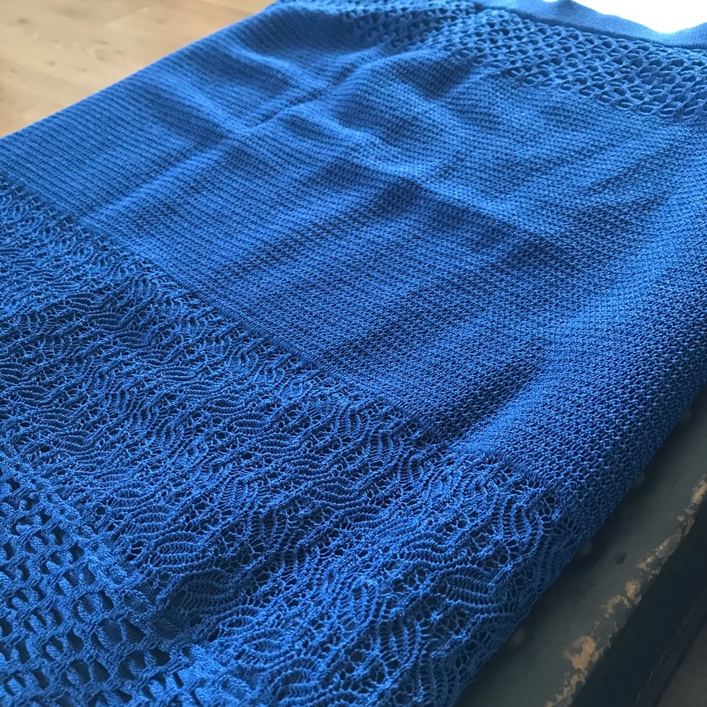 Vtg Boutique Moschino blue crochet skirt EUC